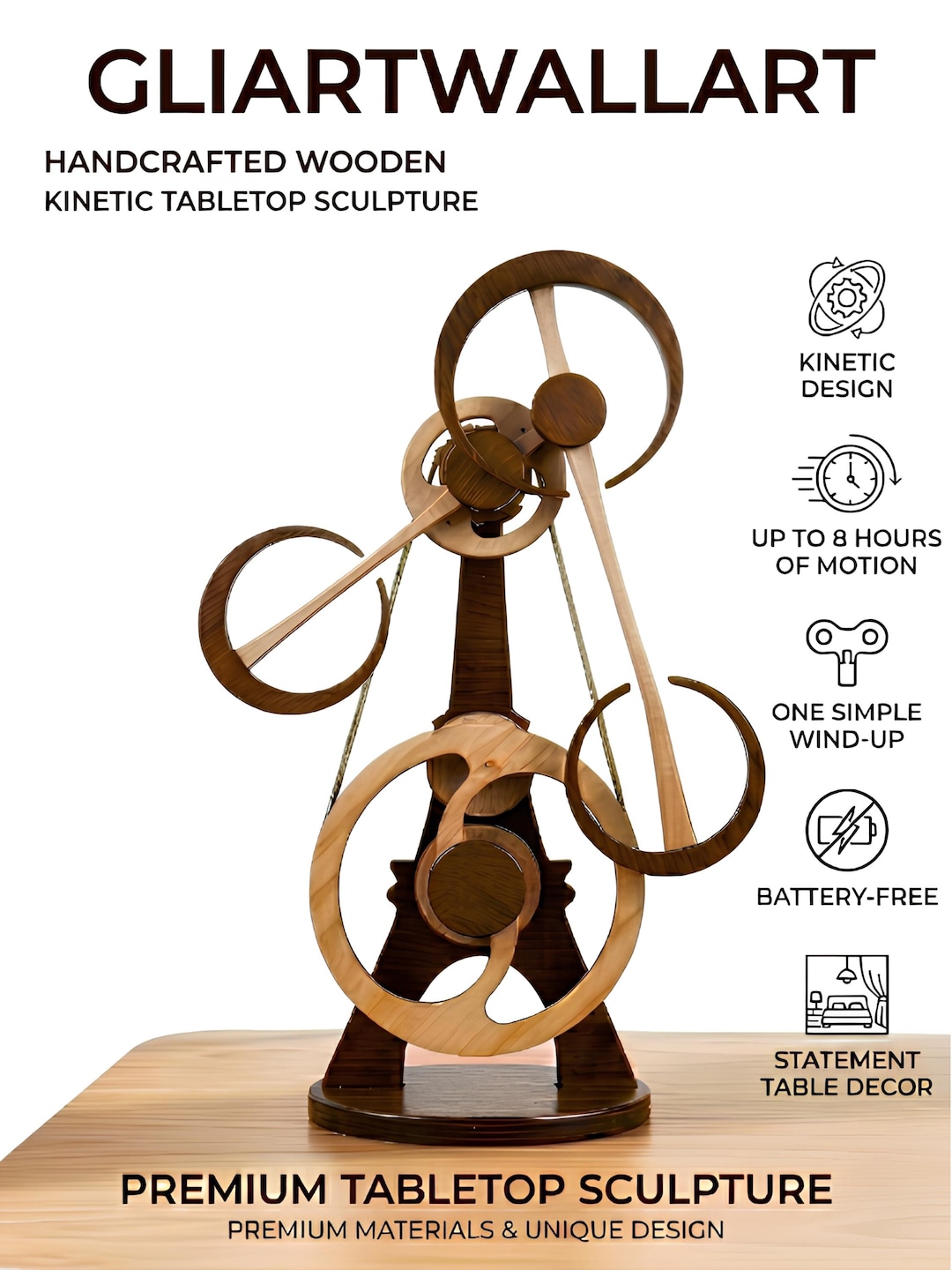 Eternal Rhythm kinetic wooden wall sculpture for modern interiors