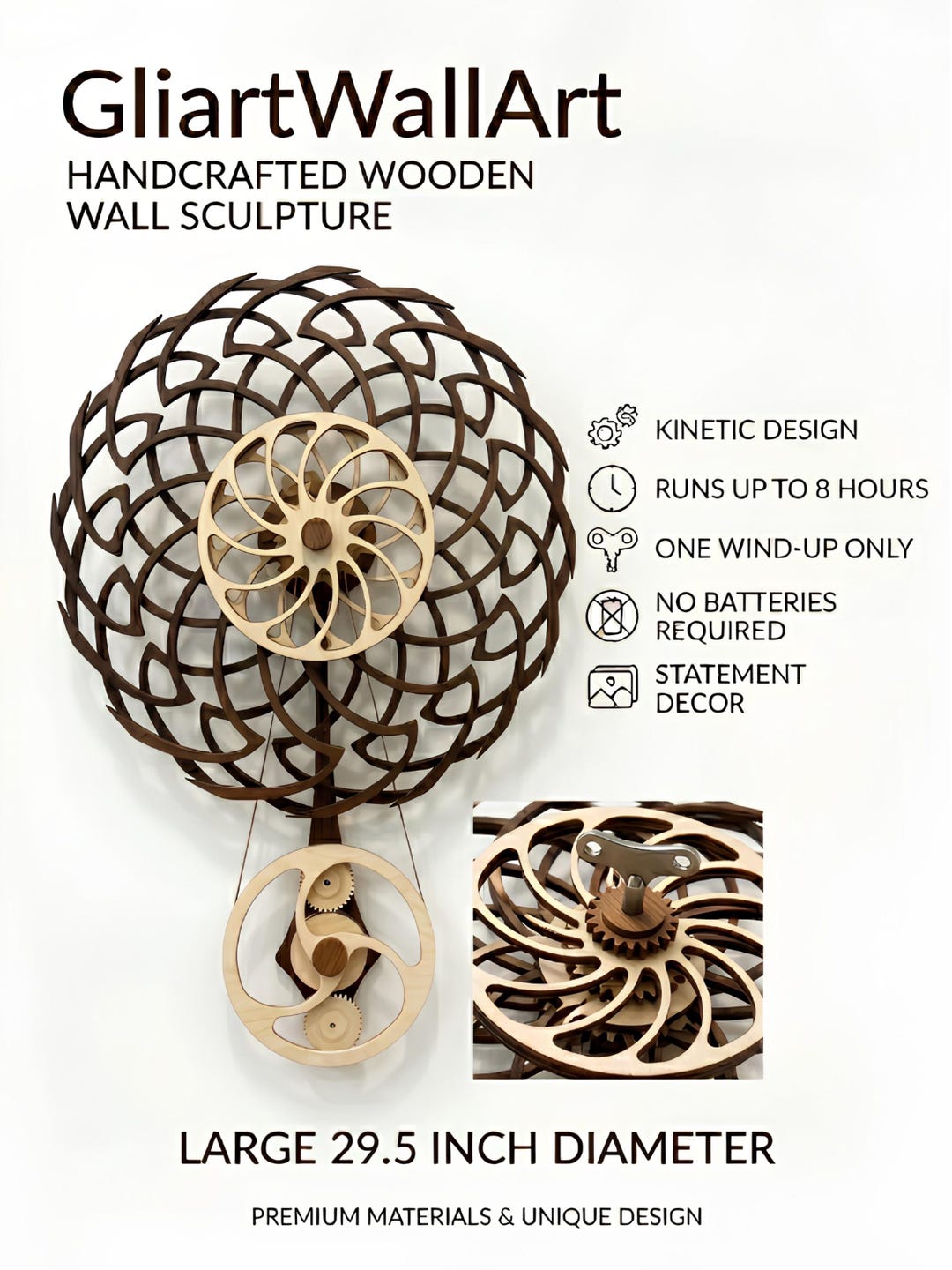 Mandala III kinetic wooden wall art for yoga studios and meditation rooms
